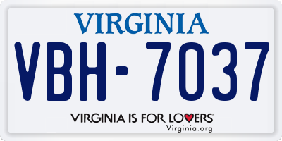 VA license plate VBH7037