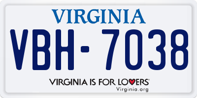 VA license plate VBH7038