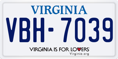 VA license plate VBH7039