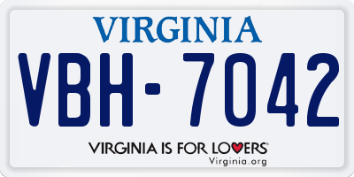 VA license plate VBH7042