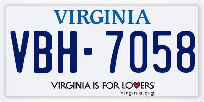 VA license plate VBH7058
