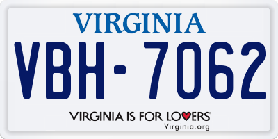 VA license plate VBH7062