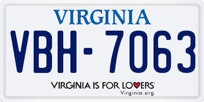 VA license plate VBH7063