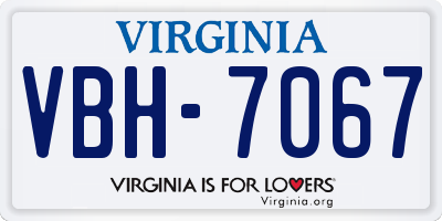 VA license plate VBH7067