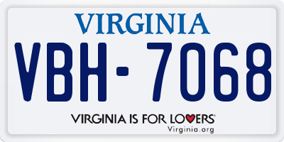 VA license plate VBH7068