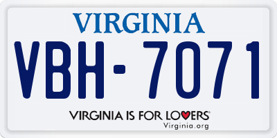 VA license plate VBH7071