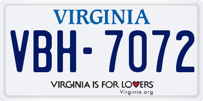 VA license plate VBH7072