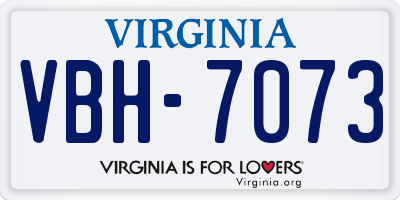 VA license plate VBH7073