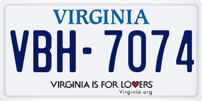 VA license plate VBH7074