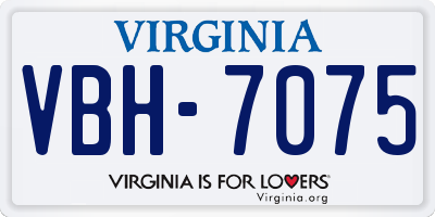 VA license plate VBH7075