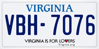 VA license plate VBH7076