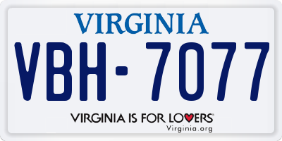 VA license plate VBH7077
