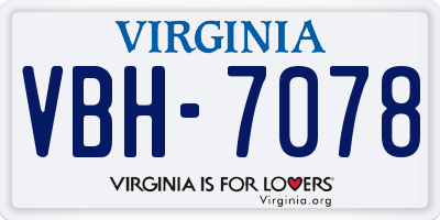 VA license plate VBH7078