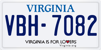 VA license plate VBH7082
