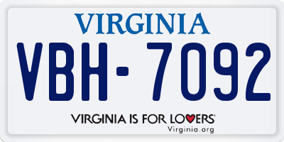 VA license plate VBH7092