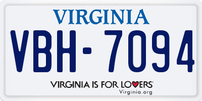 VA license plate VBH7094