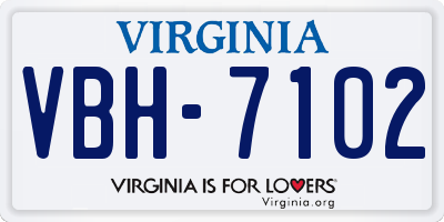 VA license plate VBH7102