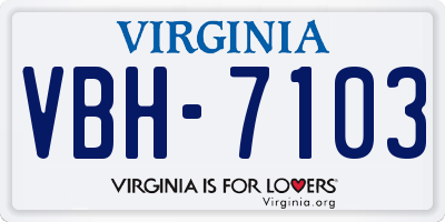 VA license plate VBH7103