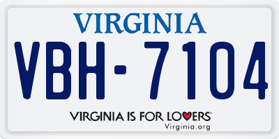 VA license plate VBH7104