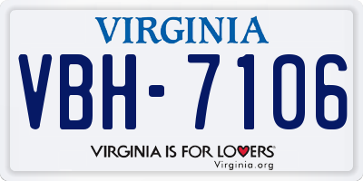VA license plate VBH7106