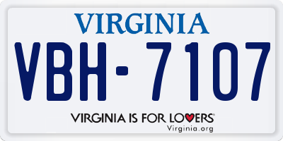 VA license plate VBH7107