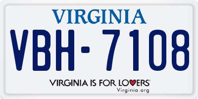 VA license plate VBH7108