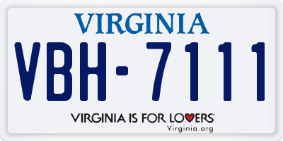 VA license plate VBH7111