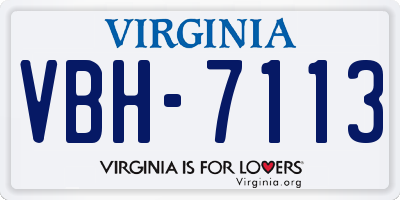 VA license plate VBH7113