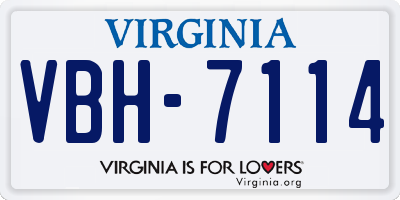 VA license plate VBH7114