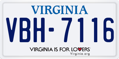 VA license plate VBH7116