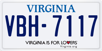 VA license plate VBH7117
