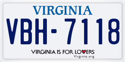 VA license plate VBH7118