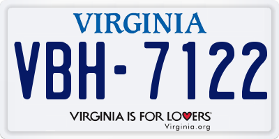 VA license plate VBH7122