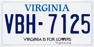 VA license plate VBH7125