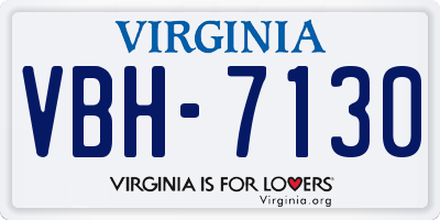 VA license plate VBH7130