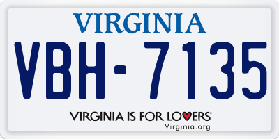 VA license plate VBH7135