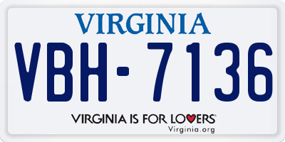 VA license plate VBH7136