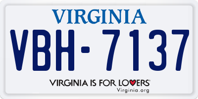 VA license plate VBH7137