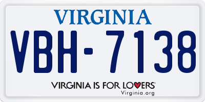 VA license plate VBH7138