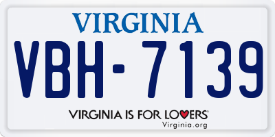 VA license plate VBH7139