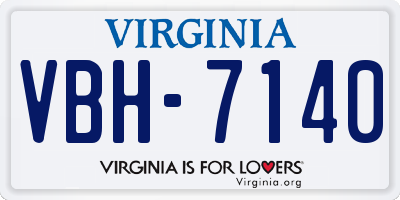 VA license plate VBH7140