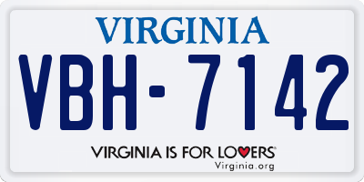 VA license plate VBH7142