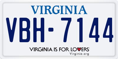 VA license plate VBH7144