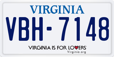 VA license plate VBH7148
