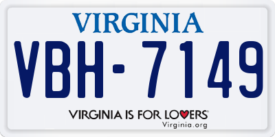 VA license plate VBH7149