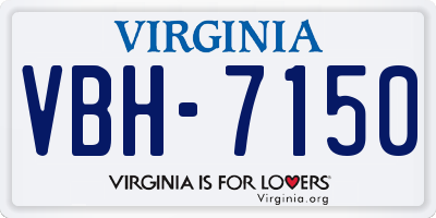 VA license plate VBH7150