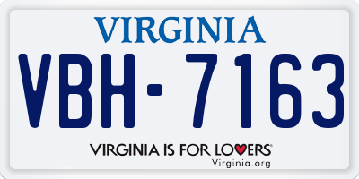 VA license plate VBH7163