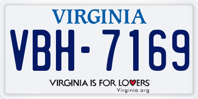 VA license plate VBH7169