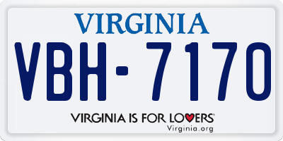 VA license plate VBH7170
