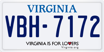 VA license plate VBH7172